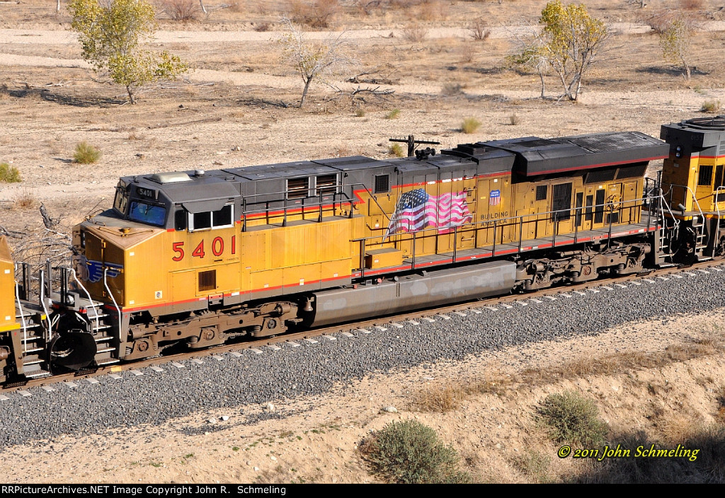 UP 5401 (AC45CCTE) at Bena CA. 12/22/2011